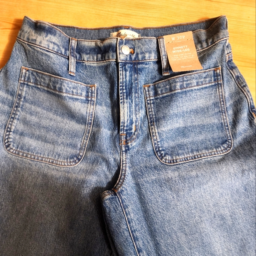 Madewell High Rise Wide Leg Denim Blue Jeans NWT - Picture 5 of 11